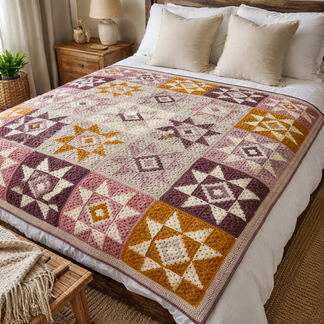 Cozy Stars Crochet Blanket Pattern PDF, Beginner Friendly