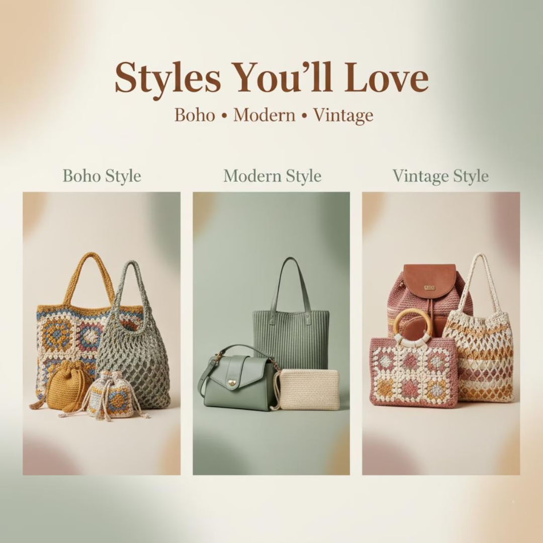 200+ Crochet Bag & Pouch Patterns Mega Bundle: Boho, Modern, Vintage Styles PDF Instant Download