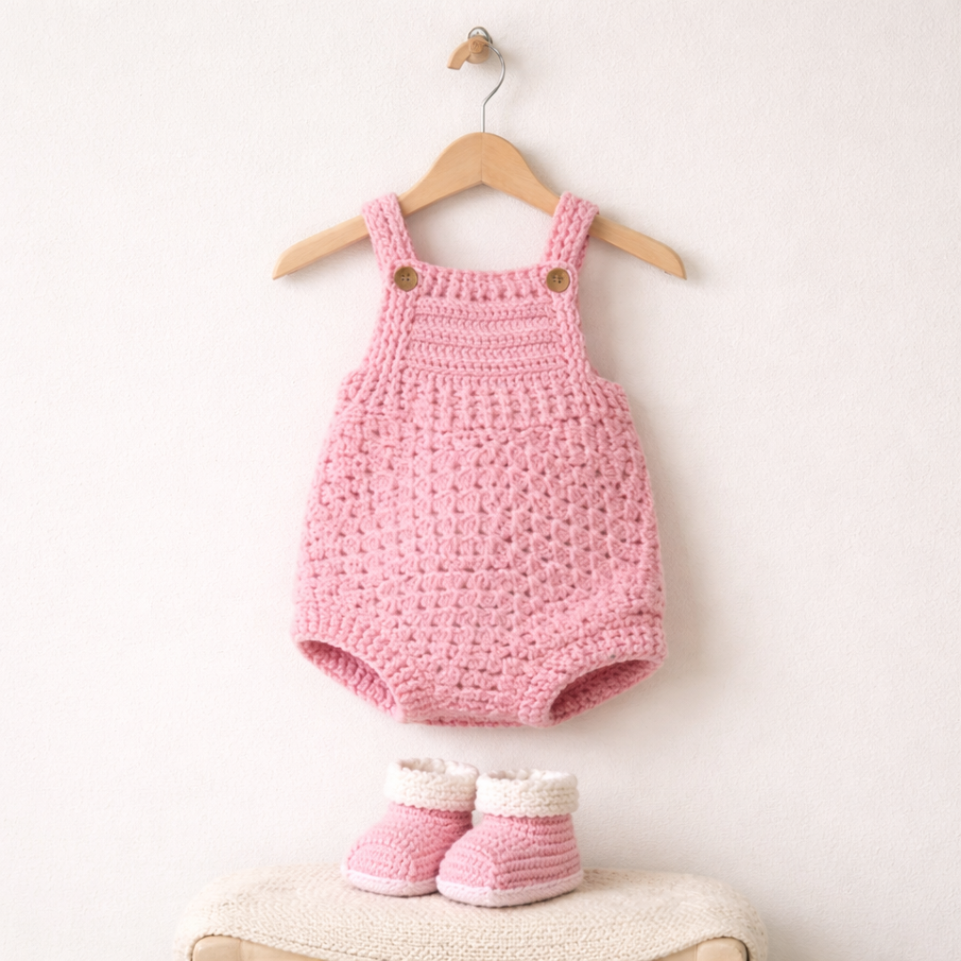 Crochet Baby Romper Set with Booties Pattern | 2-in-1 Bundle PDF | Newborn Romper Crochet Pattern | Digital download