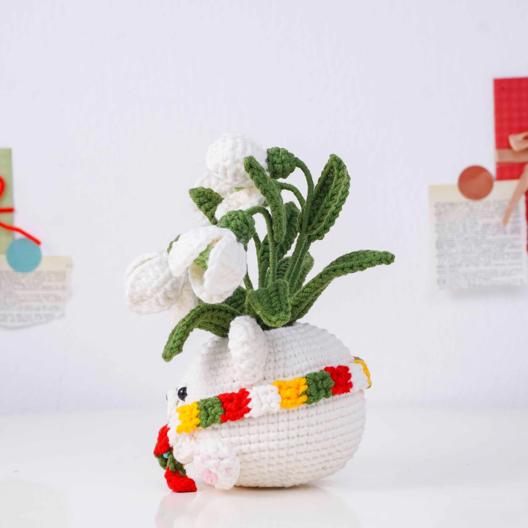 Christmas Bloom Buddies Crochet Patterns Bundle, Poinsettia Snowman Pot Pattern, Holly Santa Pot Pattern, Snowdrop Bear Pot Pattern