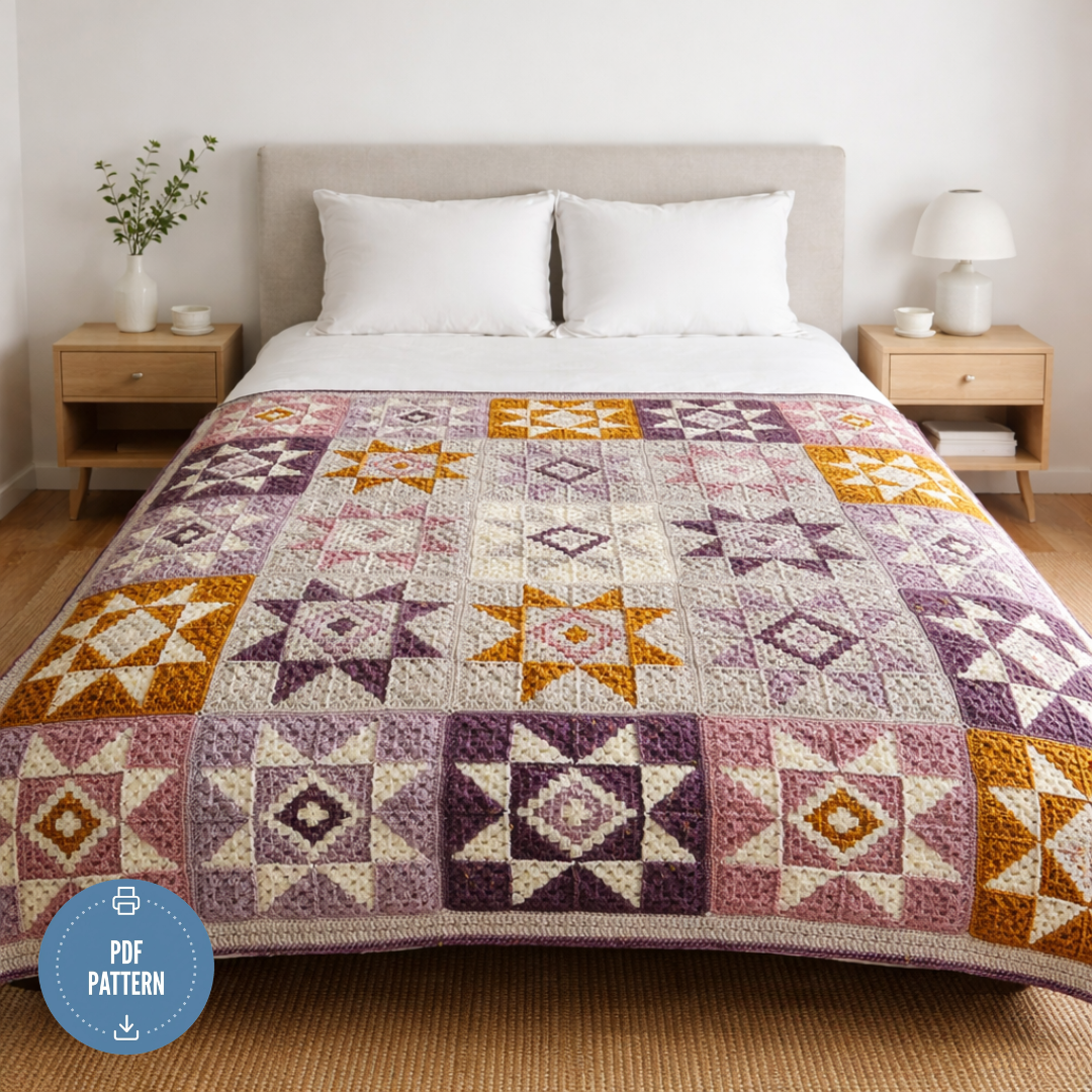 Cozy Stars Crochet Blanket Pattern PDF, Beginner Friendly