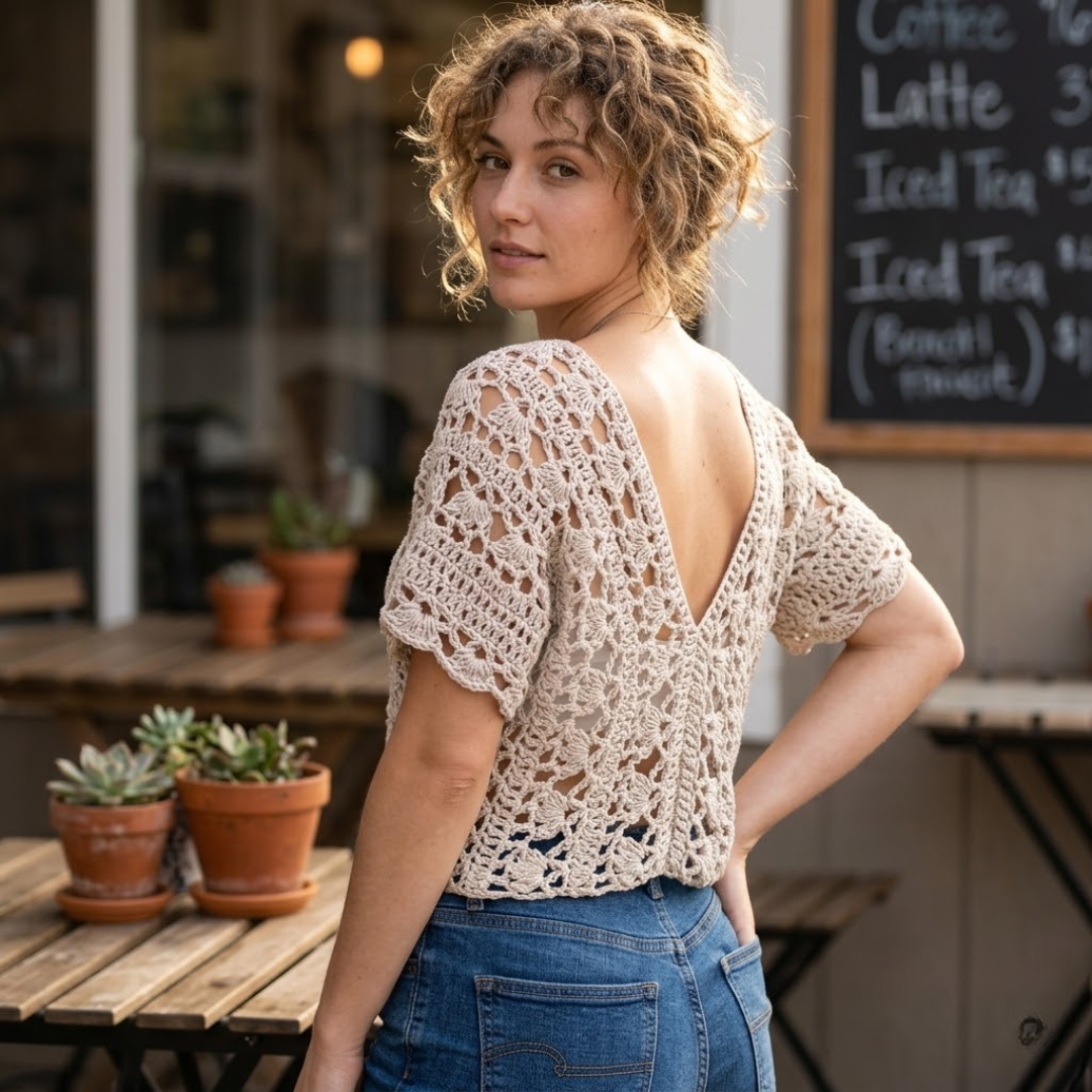 Crochet Lace Top Pattern, Beginner Friendly, XS–4XL