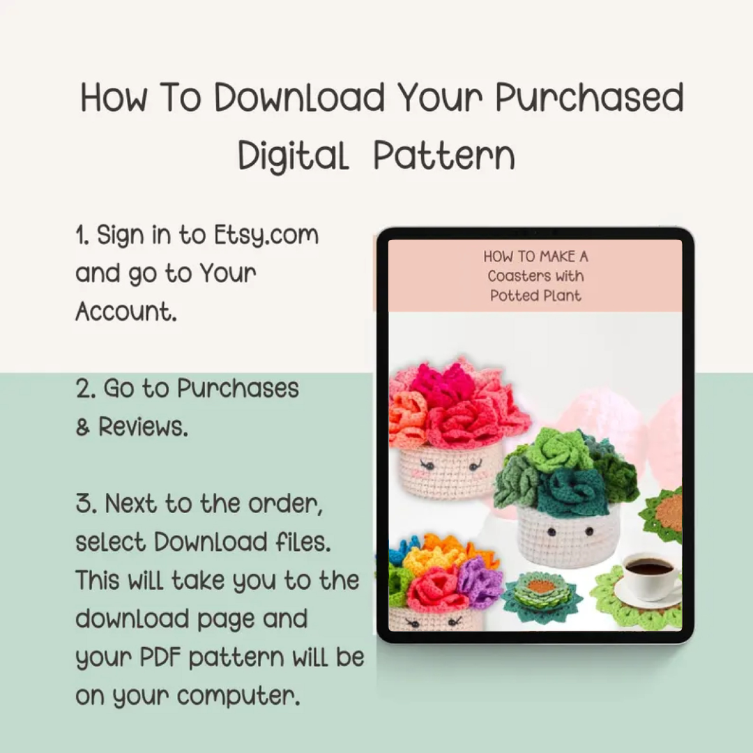 Crochet Pattern Bundle Flower Pot Coaster Set Succulent Plant Coasters Flower Surprise Crochet Flower Pot Plant Basket Pattern for DIY