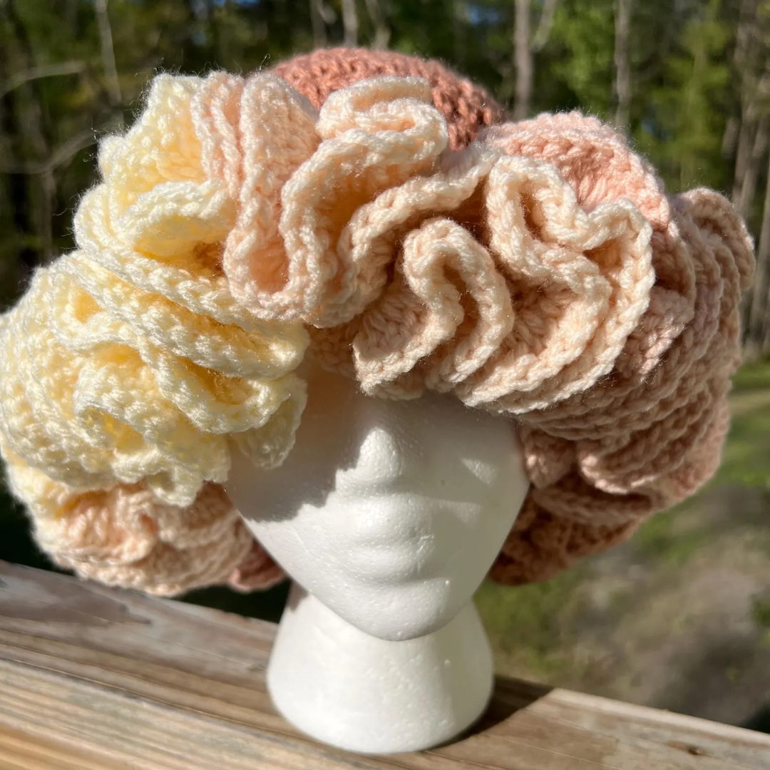 Crocheted Ruffle Hat Pattern, Instant Download