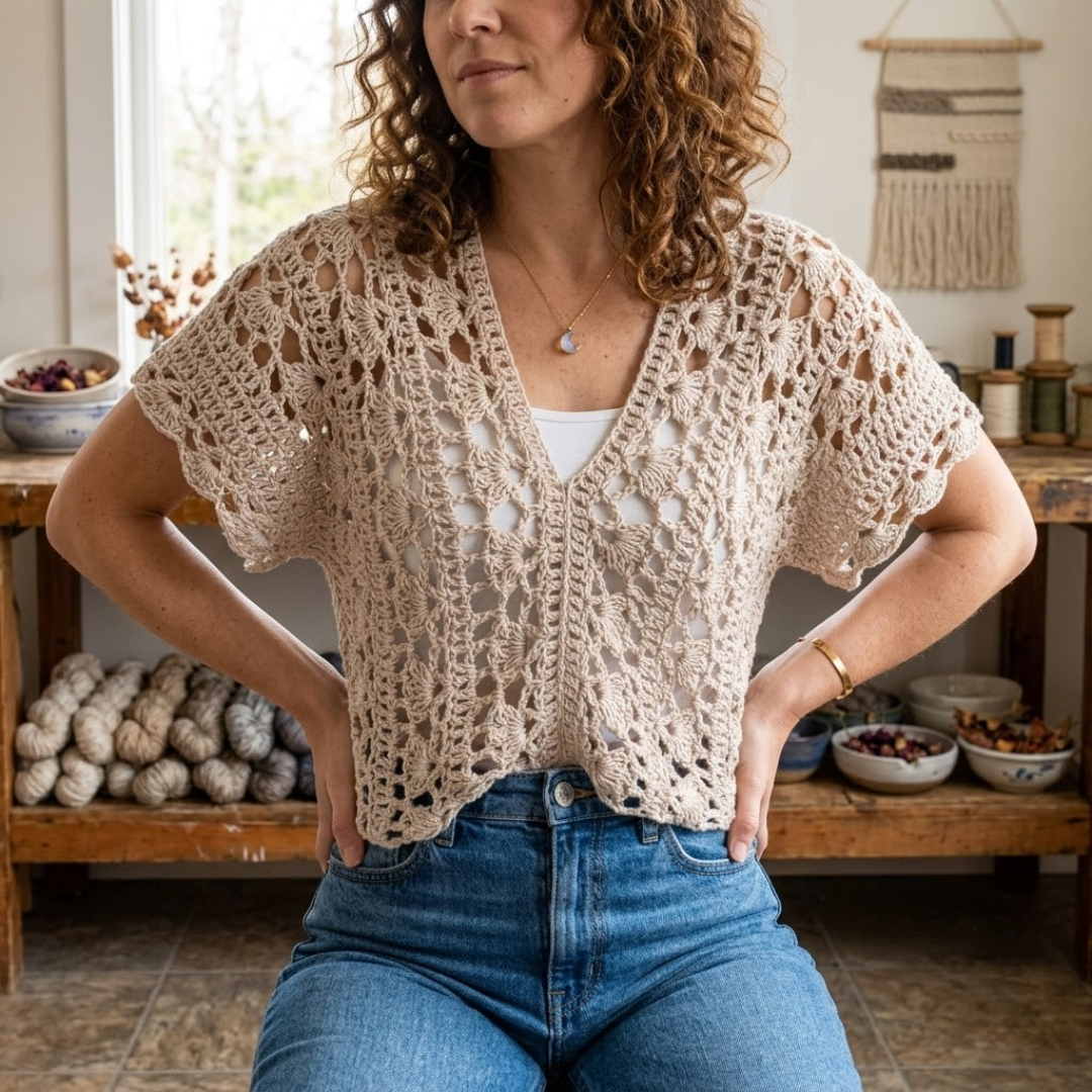 Crochet Lace Top Pattern, Beginner Friendly, XS–4XL