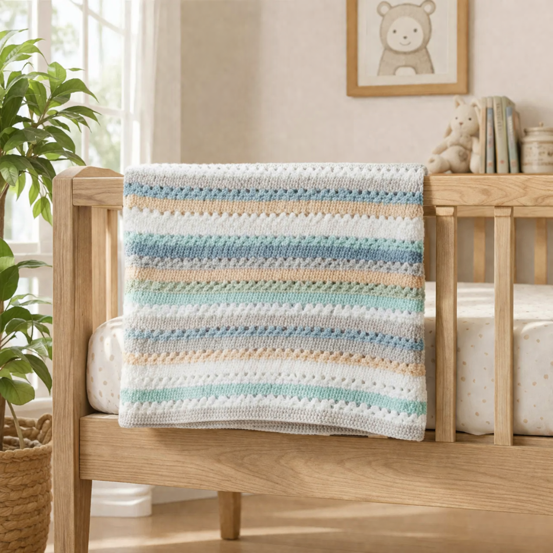 Coastal Calm Crochet Blanket Pattern PDF, Beginner Friendly