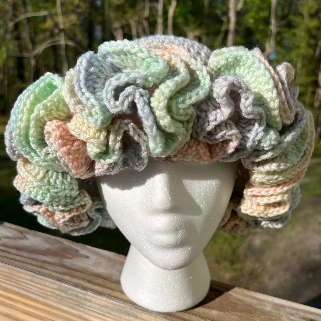 Crocheted Ruffle Hat Pattern, Instant Download