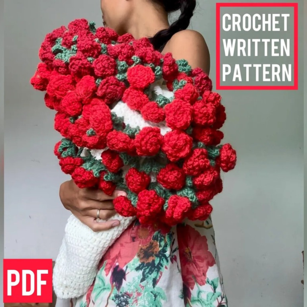 Crochet Blooming Rose Bouquet Blanket Pattern, PDF Pattern, Video Tutorial Included, Blanket Flower Bouquet Crochet Pattern PDF