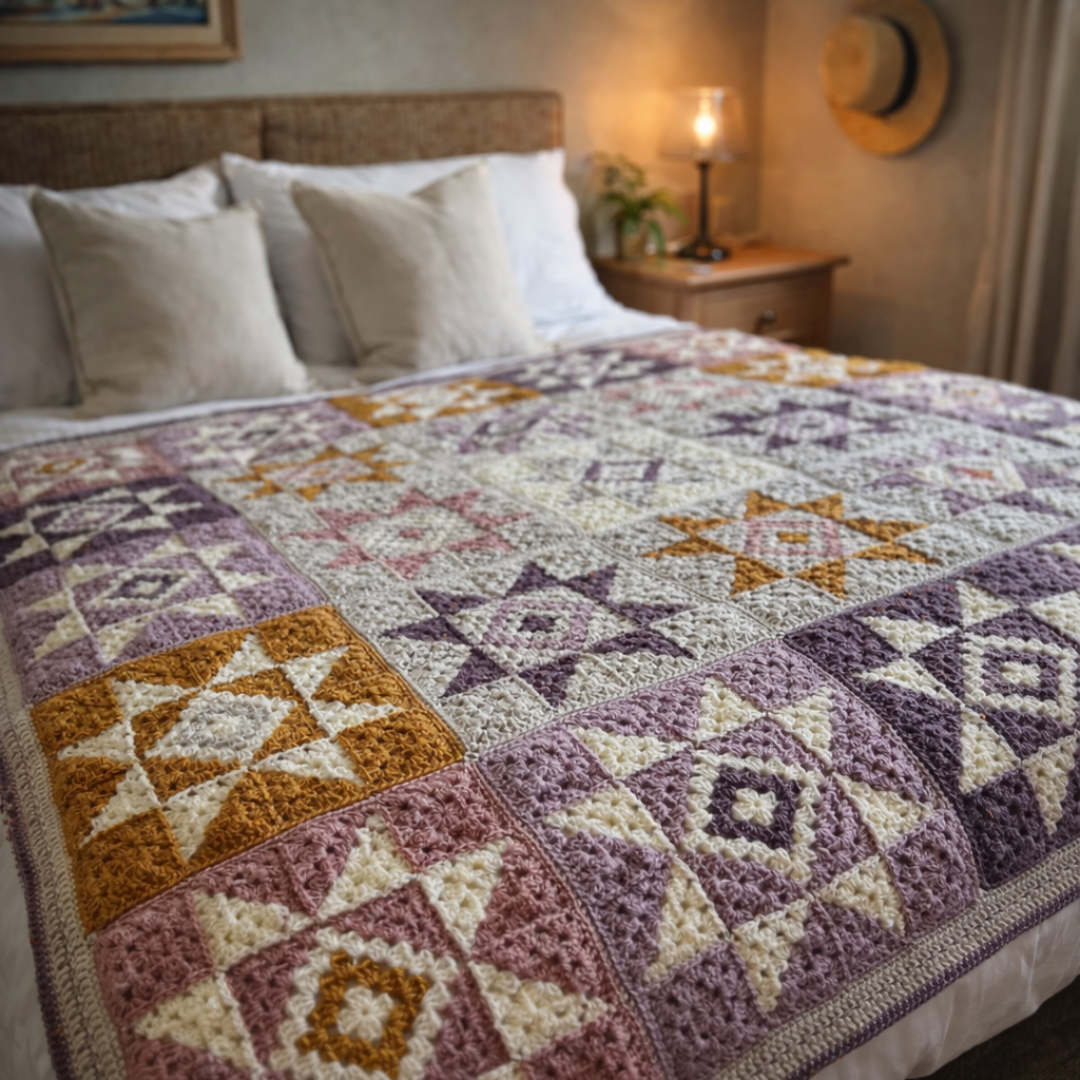 Cozy Stars Crochet Blanket Pattern PDF, Beginner Friendly