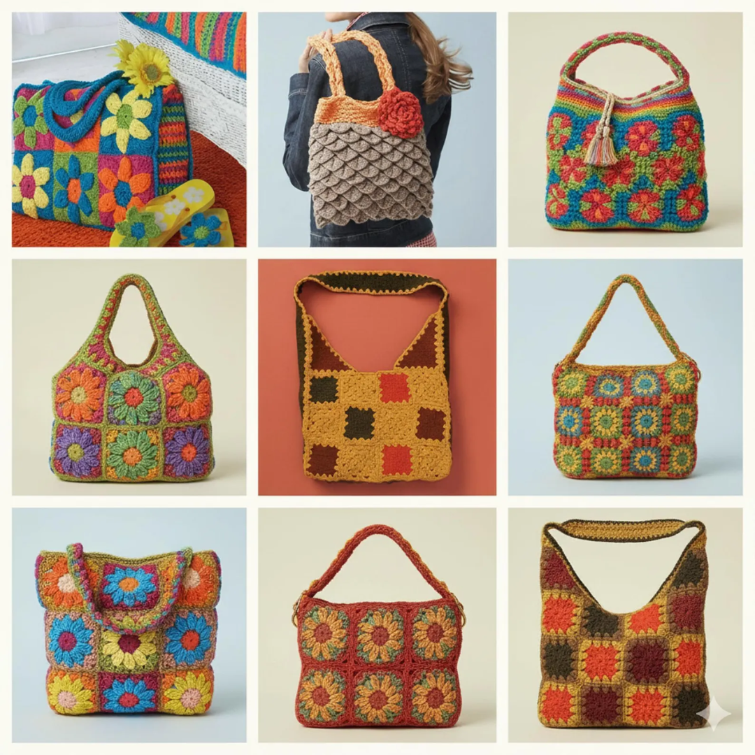 200+ Crochet Bag & Pouch Patterns Mega Bundle, Boho, Modern, Vintage Styles PDF Instant Download