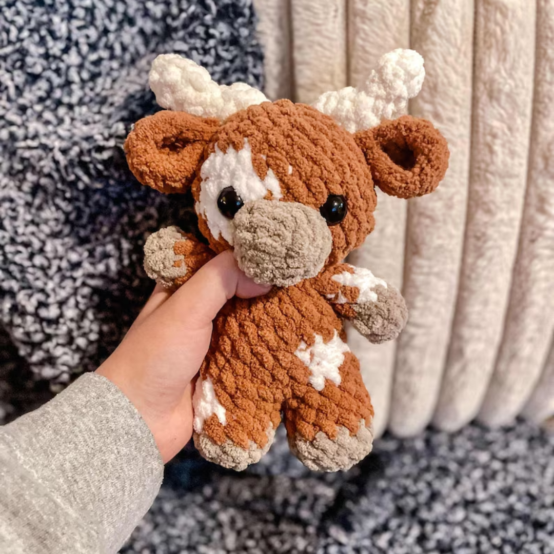 Baby cows TRIO pattern- baby longhorn, baby cow, baby highland, crochet cow pattern, amigurumi, highland, longhorn, cow crochet, low sew