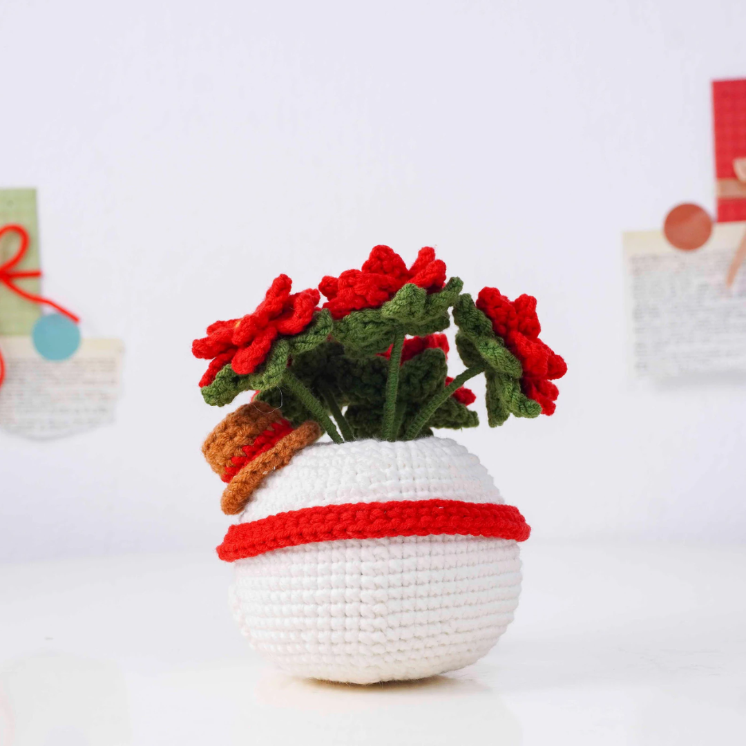 Christmas Bloom Buddies Crochet Patterns Bundle, Poinsettia Snowman Pot Pattern, Holly Santa Pot Pattern, Snowdrop Bear Pot Pattern