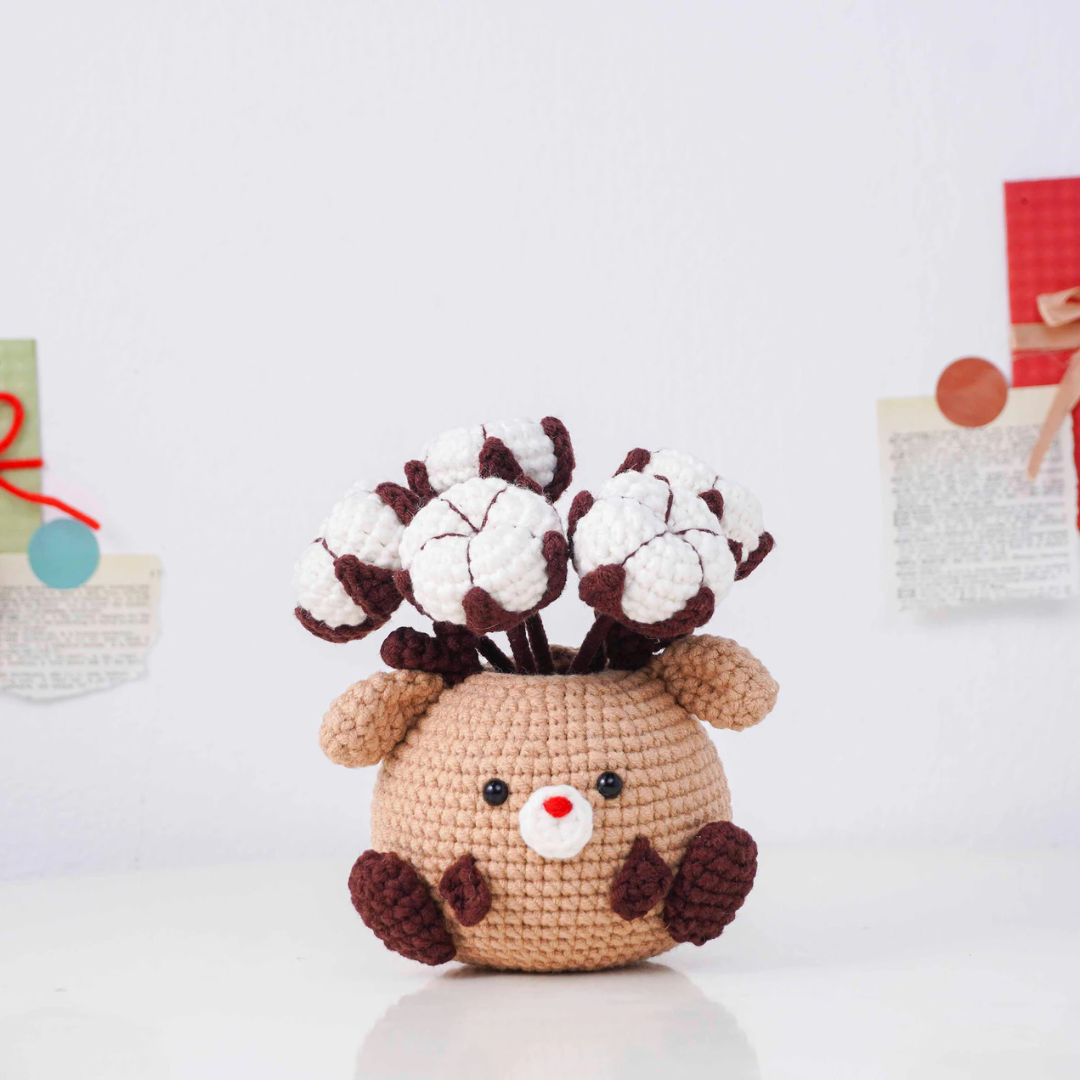 Christmas Bloom Buddies Crochet Patterns Bundle, Poinsettia Snowman Pot Pattern, Holly Santa Pot Pattern, Snowdrop Bear Pot Pattern