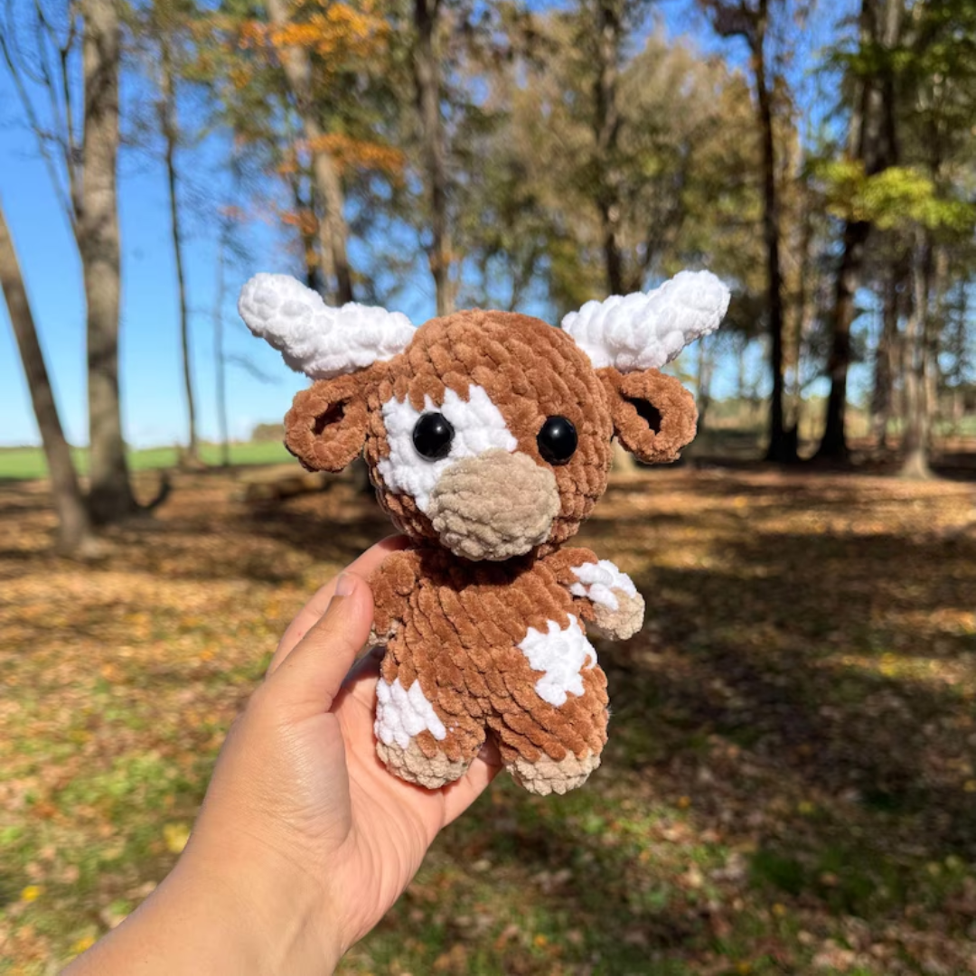 Baby cows TRIO pattern- baby longhorn, baby cow, baby highland, crochet cow pattern, amigurumi, highland, longhorn, cow crochet, low sew