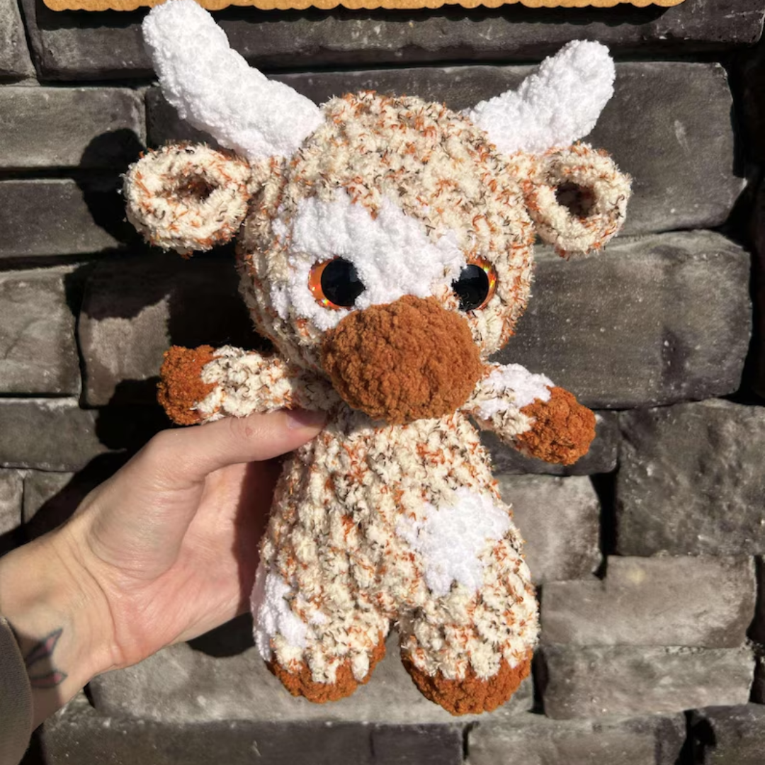 Baby cows TRIO pattern- baby longhorn, baby cow, baby highland, crochet cow pattern, amigurumi, highland, longhorn, cow crochet, low sew