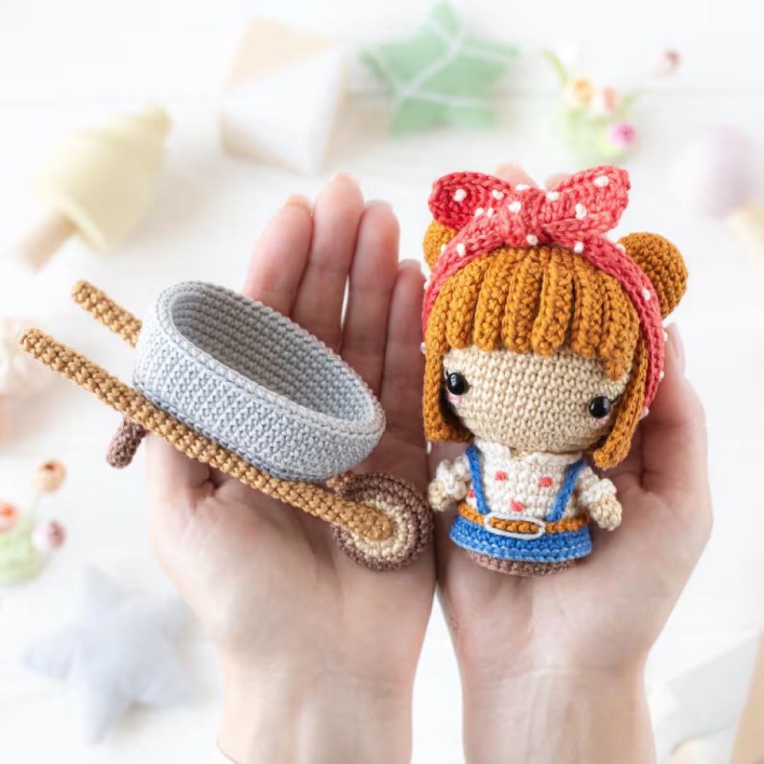 5-in-1 vegetable patch crochet pattern amigurumi by AradiyaToys mini kingdom mushroom gnome crochet tutorial DIY PDF file bunny garden girl